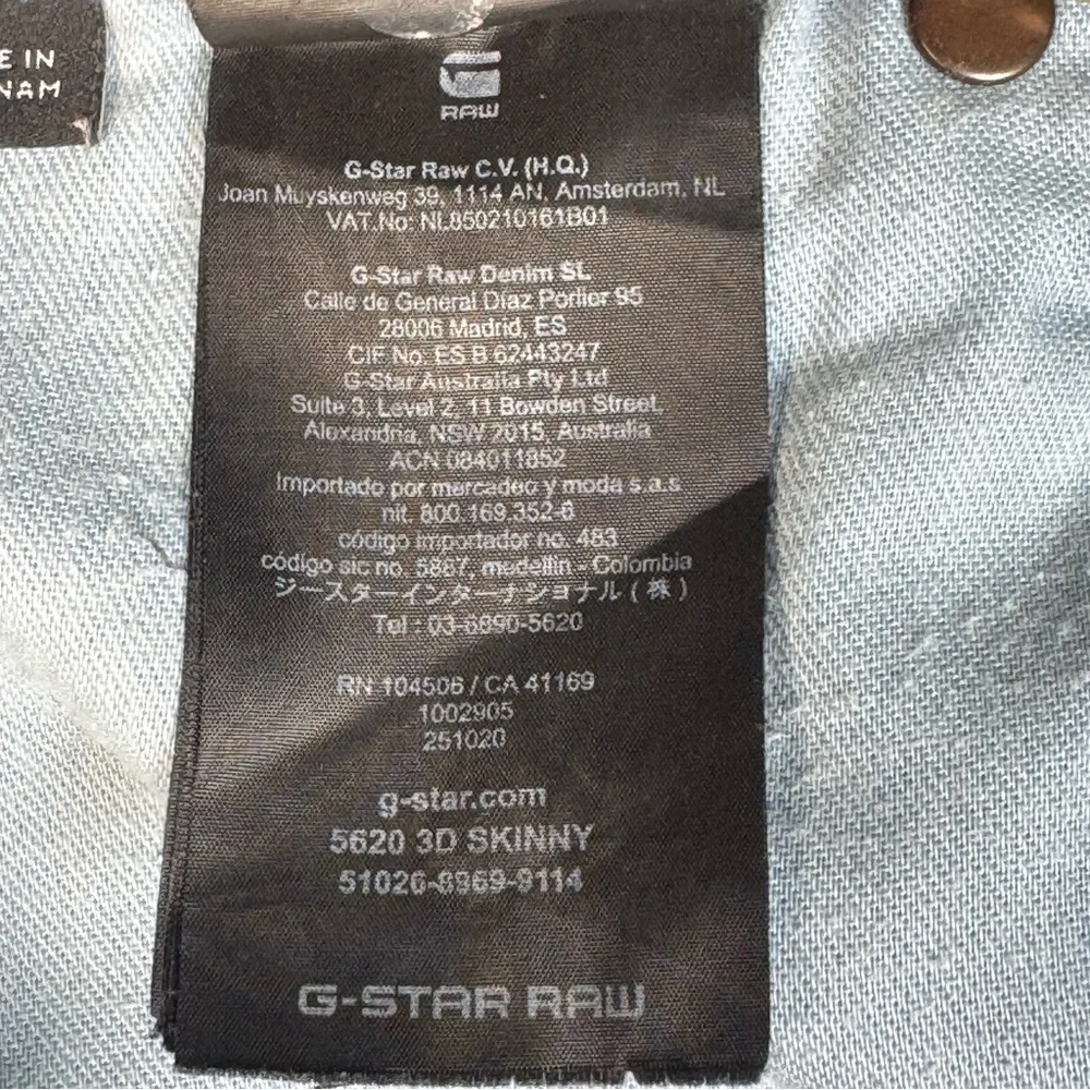 G Star Raw 5620 3D Super Slim Zip Knee Light Wash Faded Blue Jeans W33 L30